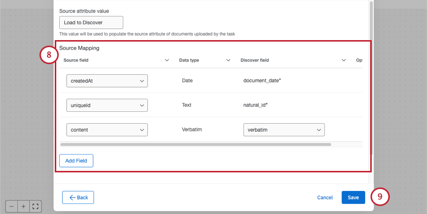 mapeamento de campos importantes