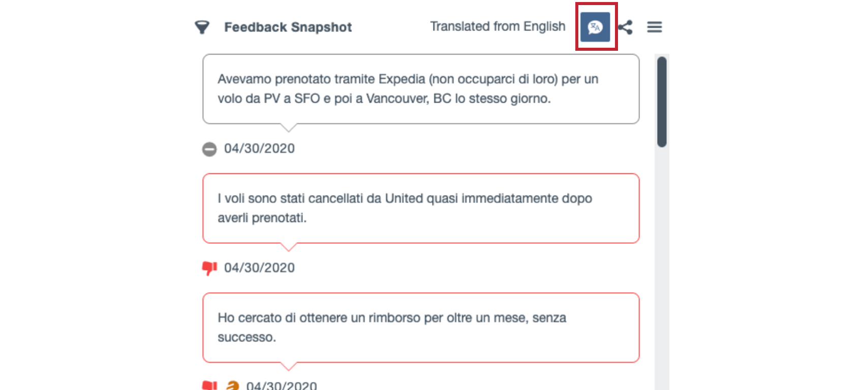 the quick translate button on a widget