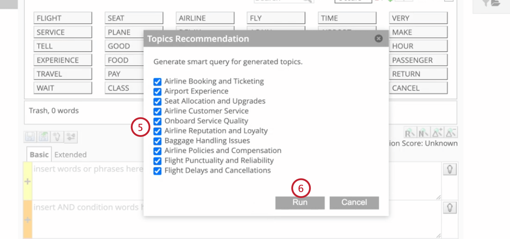 reviewing the recommended topics before saving them