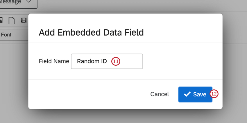 entering the embedded data field name and clicking save