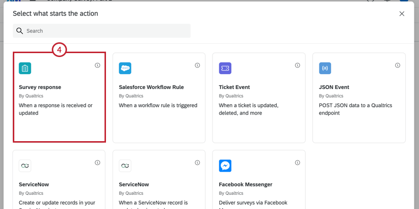 le choix de lévènement de réponses à lenquête