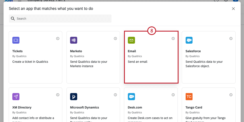 choosing the email task