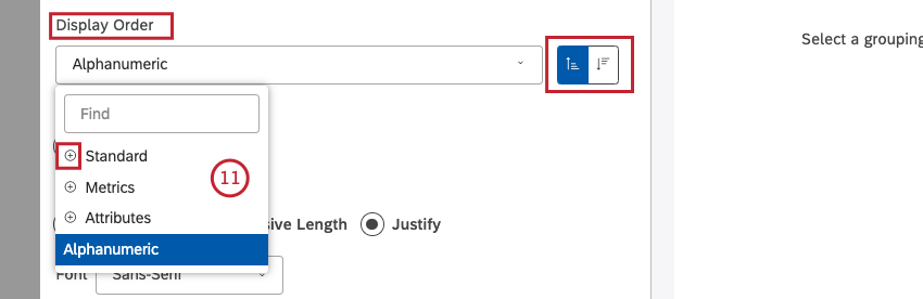 Select 1 of the available options from the Display Order menu to sort the items in your report