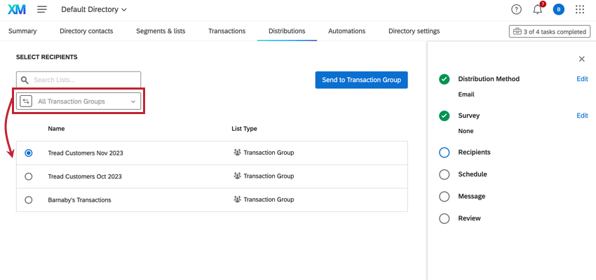 Wählen Sie Alle Transaktion, und wählen Sie dann eine Transaktion aus.