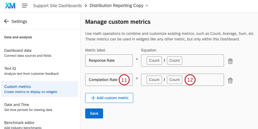 creating a completion rate metric