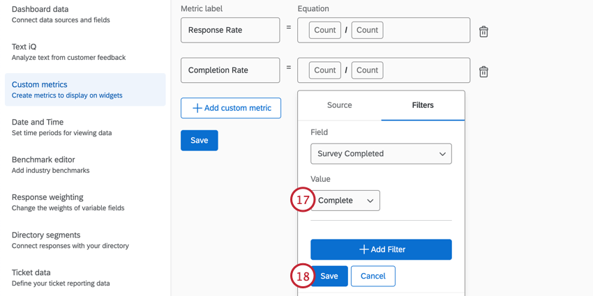 filtre pour lenquête réalisée