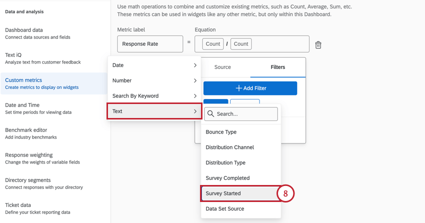 filtering for survey started