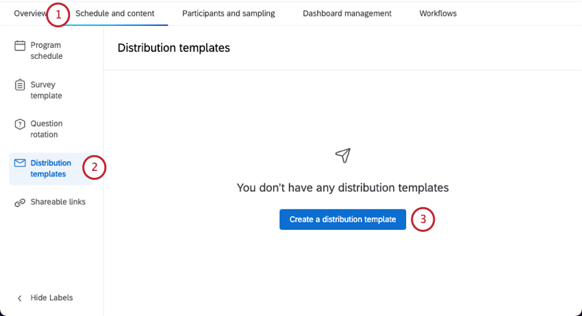 navigating to distribution templates in a pulse program