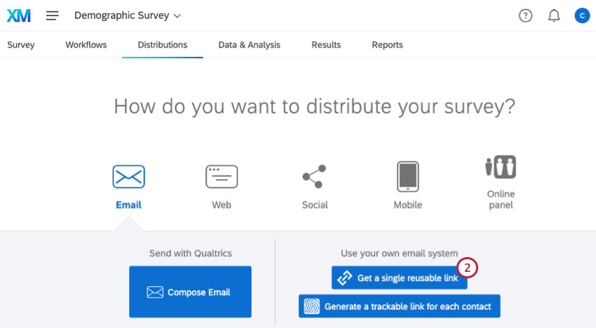 Cliquer sur le bouton Obtenir un lien réutilisable