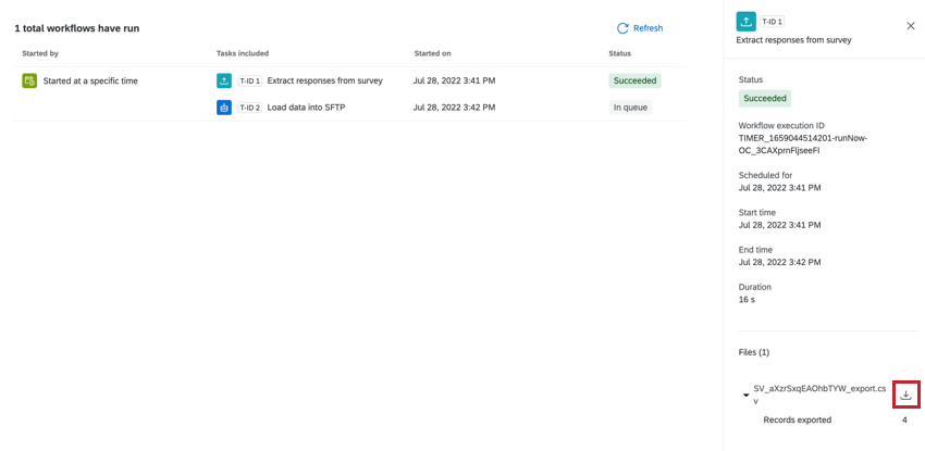 clicar no botão de download na seção de arquivos ao visualizar uma tarefa