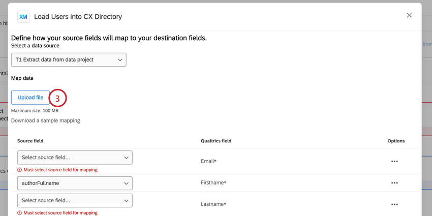 clicando em carregar arquivo