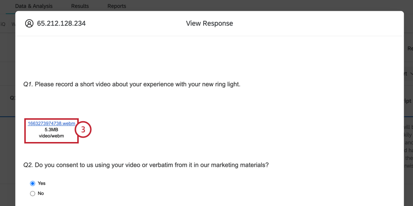hacer clic en el enlace .webm para descargar el video