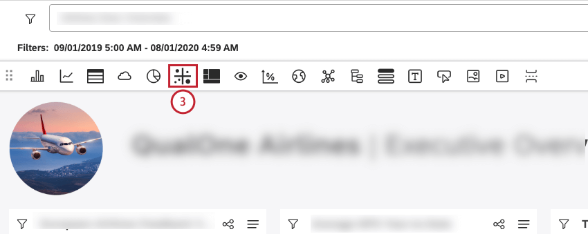 Haga clic en el widget de dispersión y arrástrelo al lienzo de su Tablero.