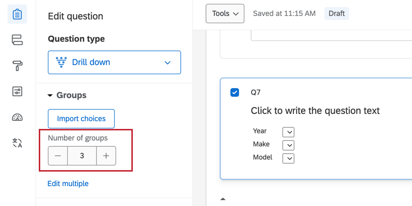 regolazione del numero di gruppi