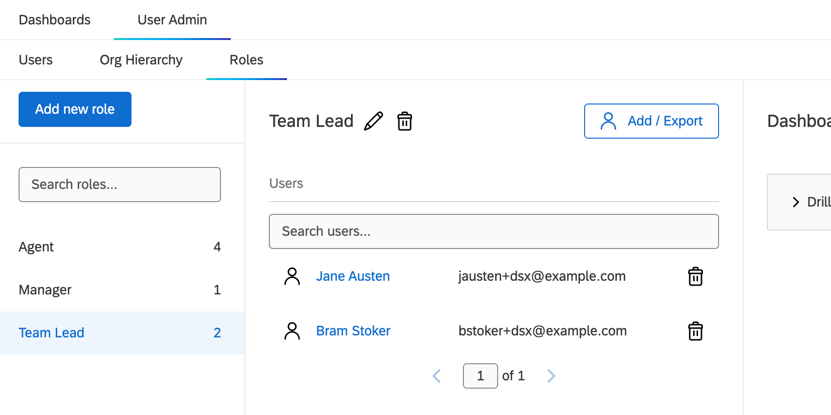 To the left, Team Lead is selected as a role. In the Role in the center of the screen are Jane and Bram