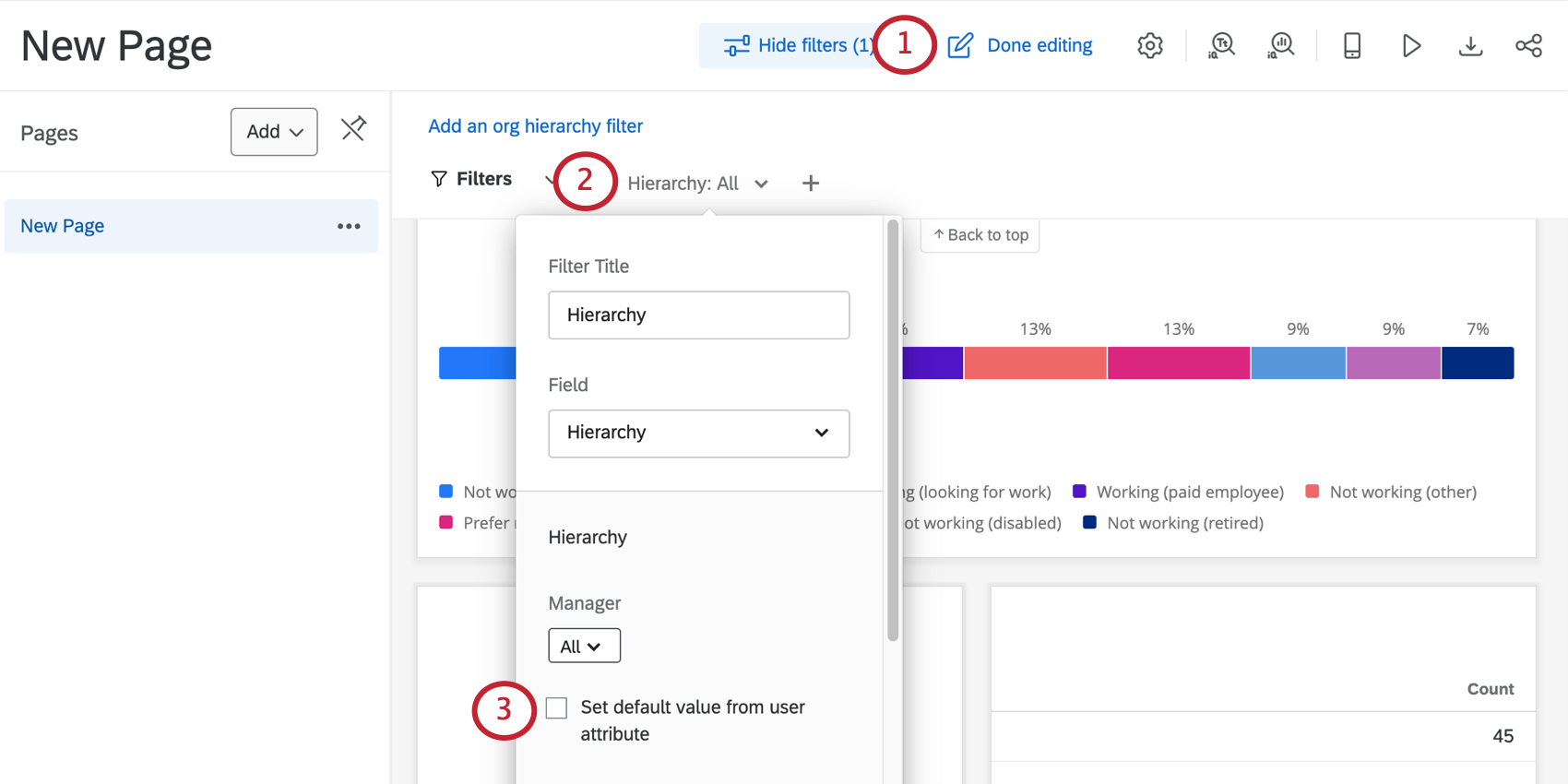 Öffnen des Filters auf der linken Seite