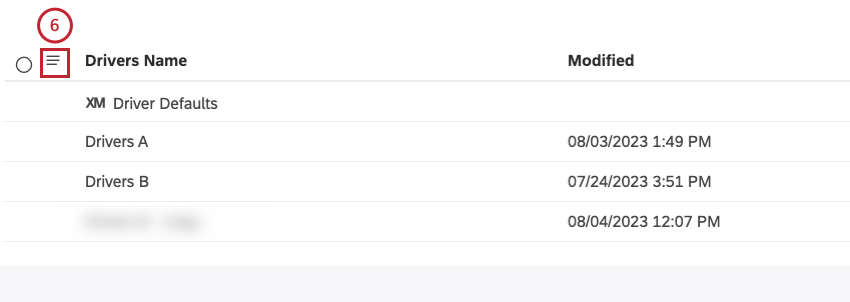 Click the Object menu next to the Drivers Name column
