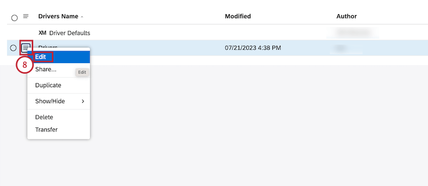 Click the actions menu next to the driver and select Edit