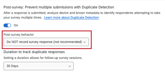 survey option described set not to record responses