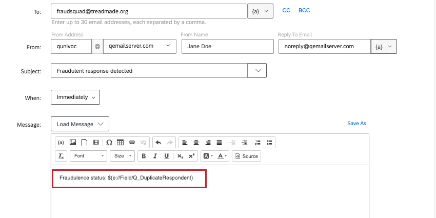 e-mail con 1 solo campo in ingresso