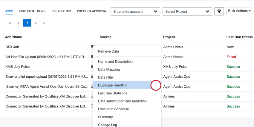 selecionar o tratamento de duplicar no menu de opções de trabalho