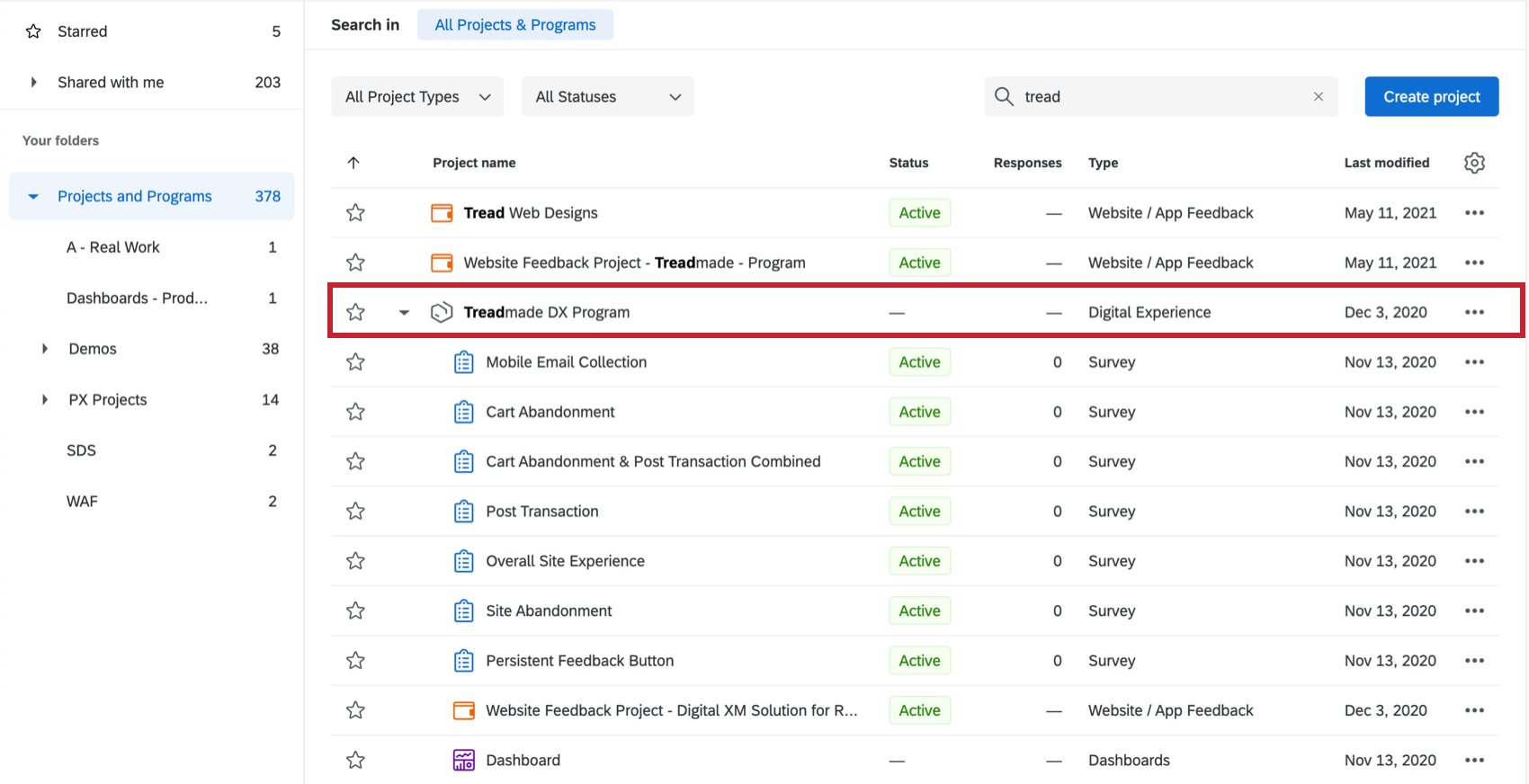Il progetto Treadmade nella pagina Progetti