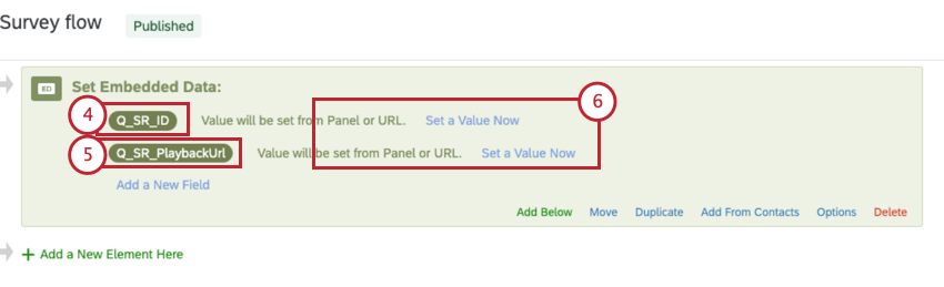 session replay elements in the survey flow