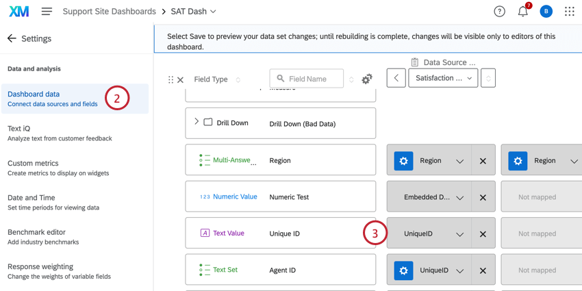 Zuordnung des Felds für die eindeutige ID