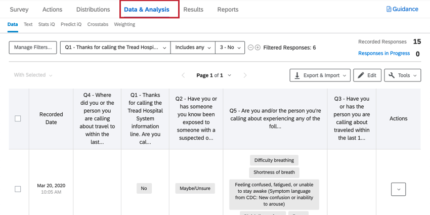 navigating to data and analysis