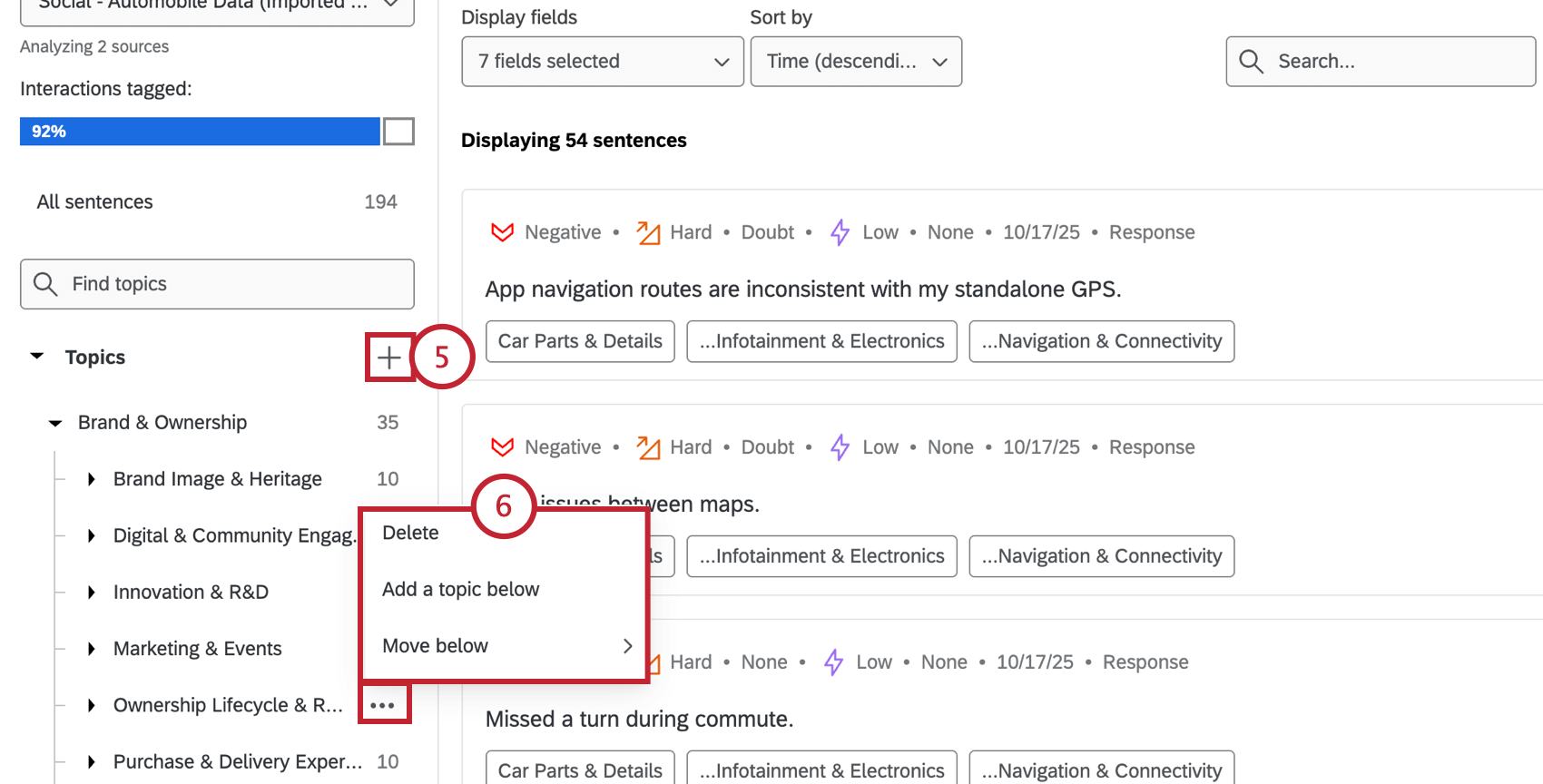 editing the topic hierarchy by adding, removing, and rearranging topics