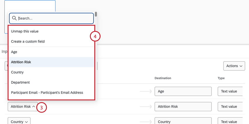 selecting a field to edit