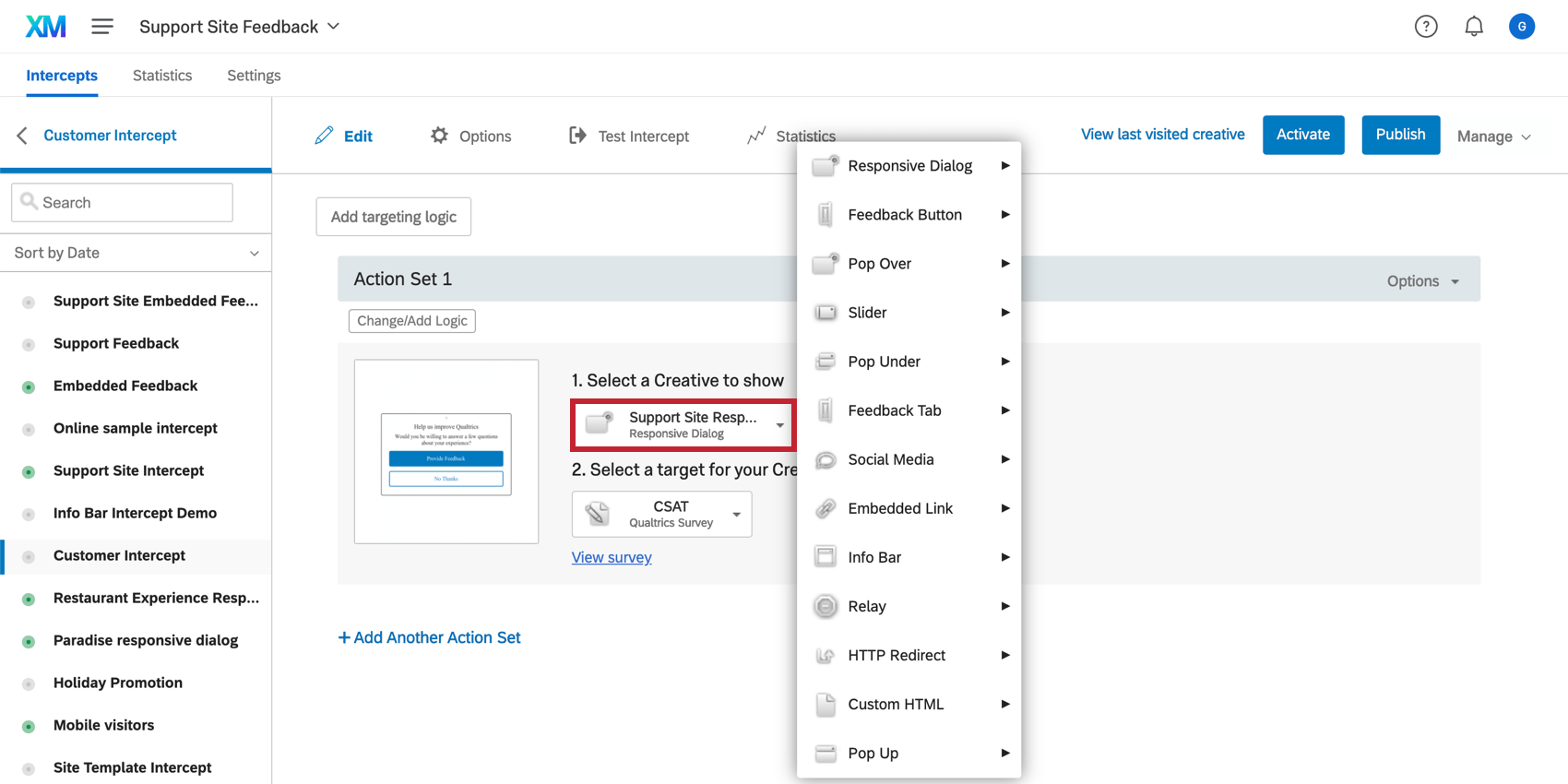 Selezione di un editor di intercettazioni