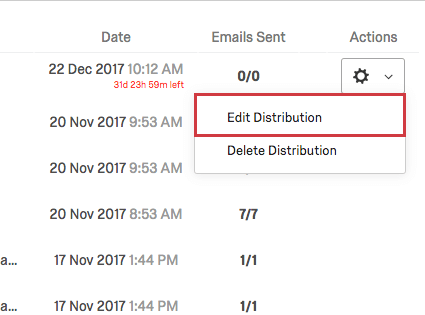 Editar opción de Distribución para una única distribución futura