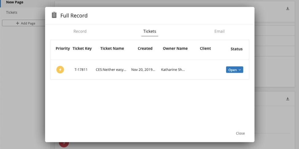 the tickets tab lists the tickets