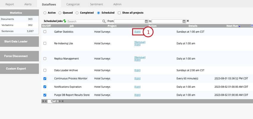 clicking edit next to a dataflow