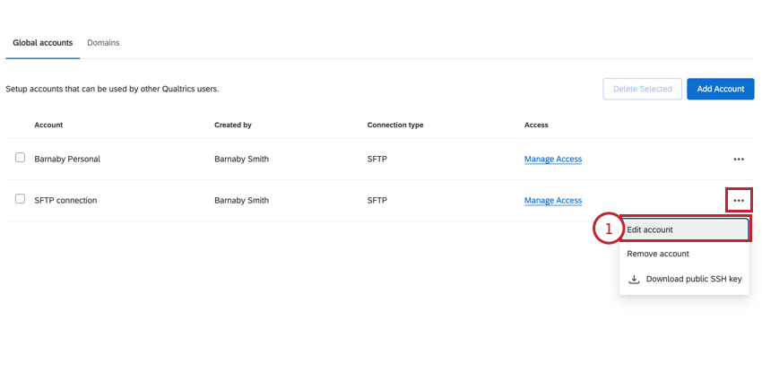 clicking edit next to an account