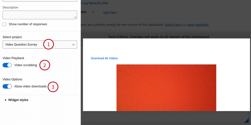 Edición de un widget de video resaltado