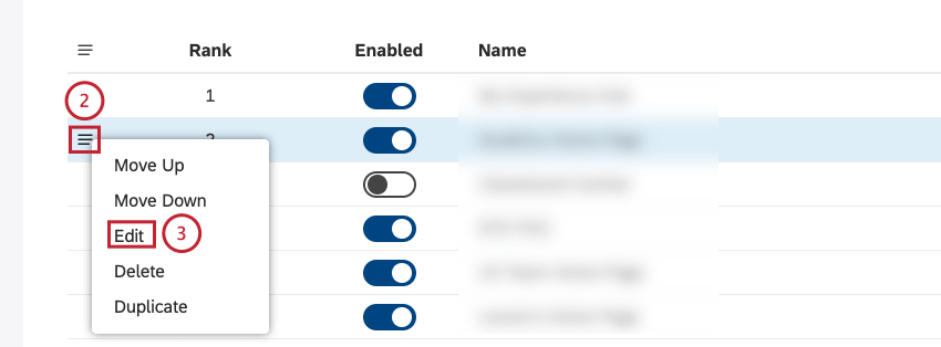 Expand the actions menu next to the homepage. Select Edit.