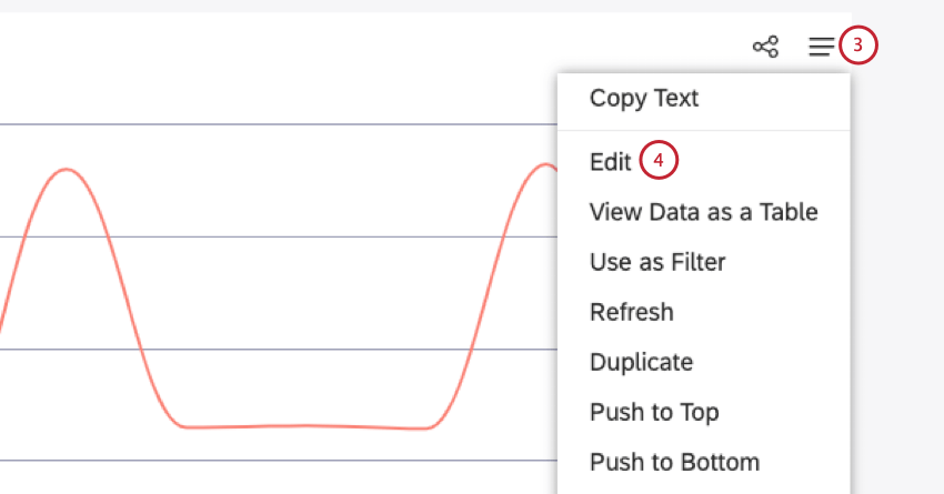 Locate your widget and expand the Widget Actions menu in the upper-right corner of the widget. Click Edit.