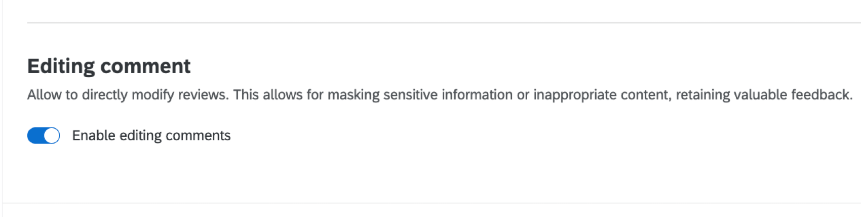 enabling the "editing comment" setting