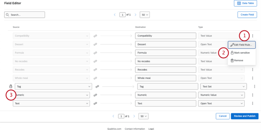 marcação de um campo como sensível