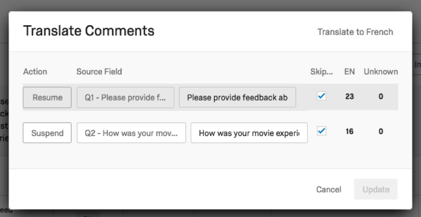 Resume (Retomar) é exibido avançar de Q1 e Suspend (Suspender) é exibido avançar de Q2