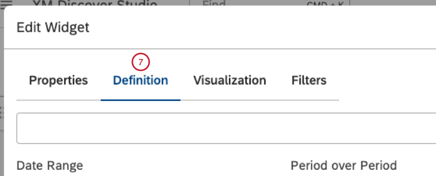 Wählen Sie für Tabellen-Widgets den Tab Definition.