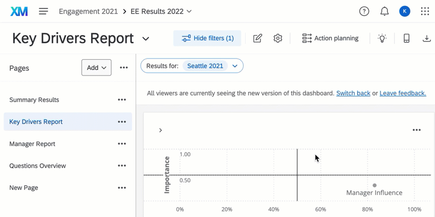 cliquer et faire glisser des pages dans un tableau de bord