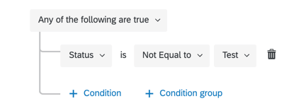 Wenn Status ist nicht gleich „Test“