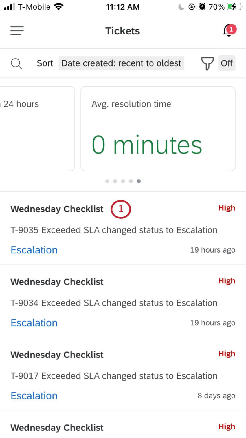 Image de la création de ticket dans lapplication Xm, sélection dun ticket de choix