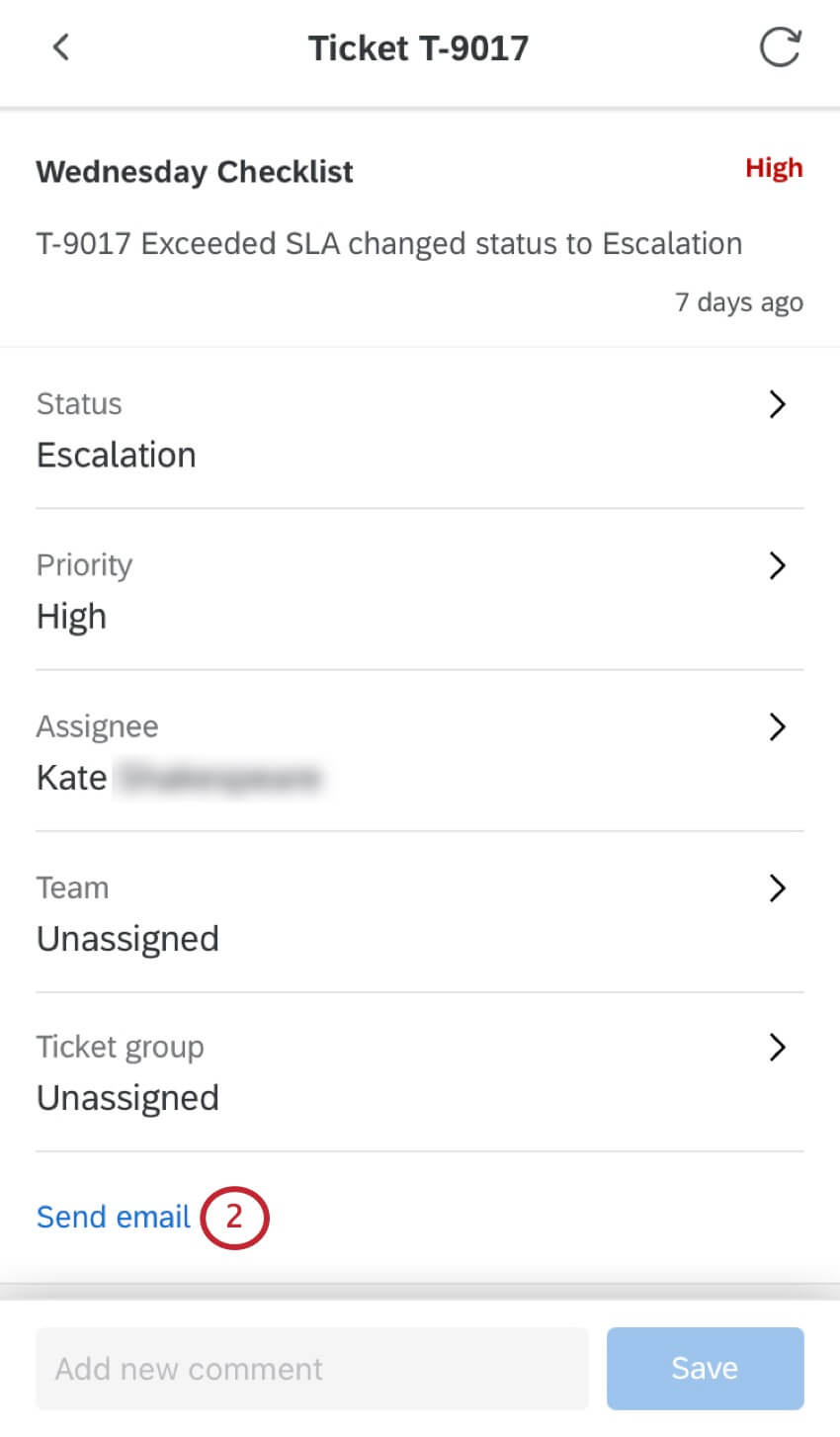 Image of email link at the bottom of a ticket