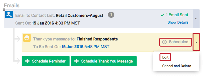 Thank you distribution dropdown options