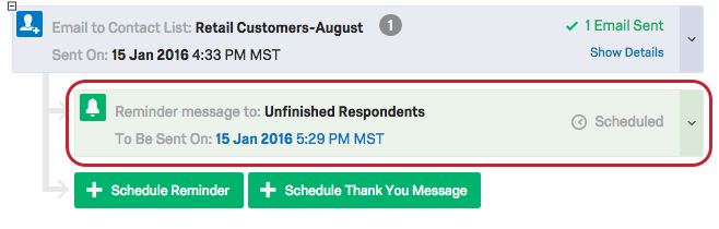 Reminder distribution beneath the invitation distribution