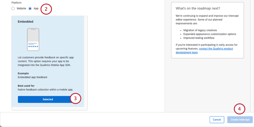 choosing the embedded app option